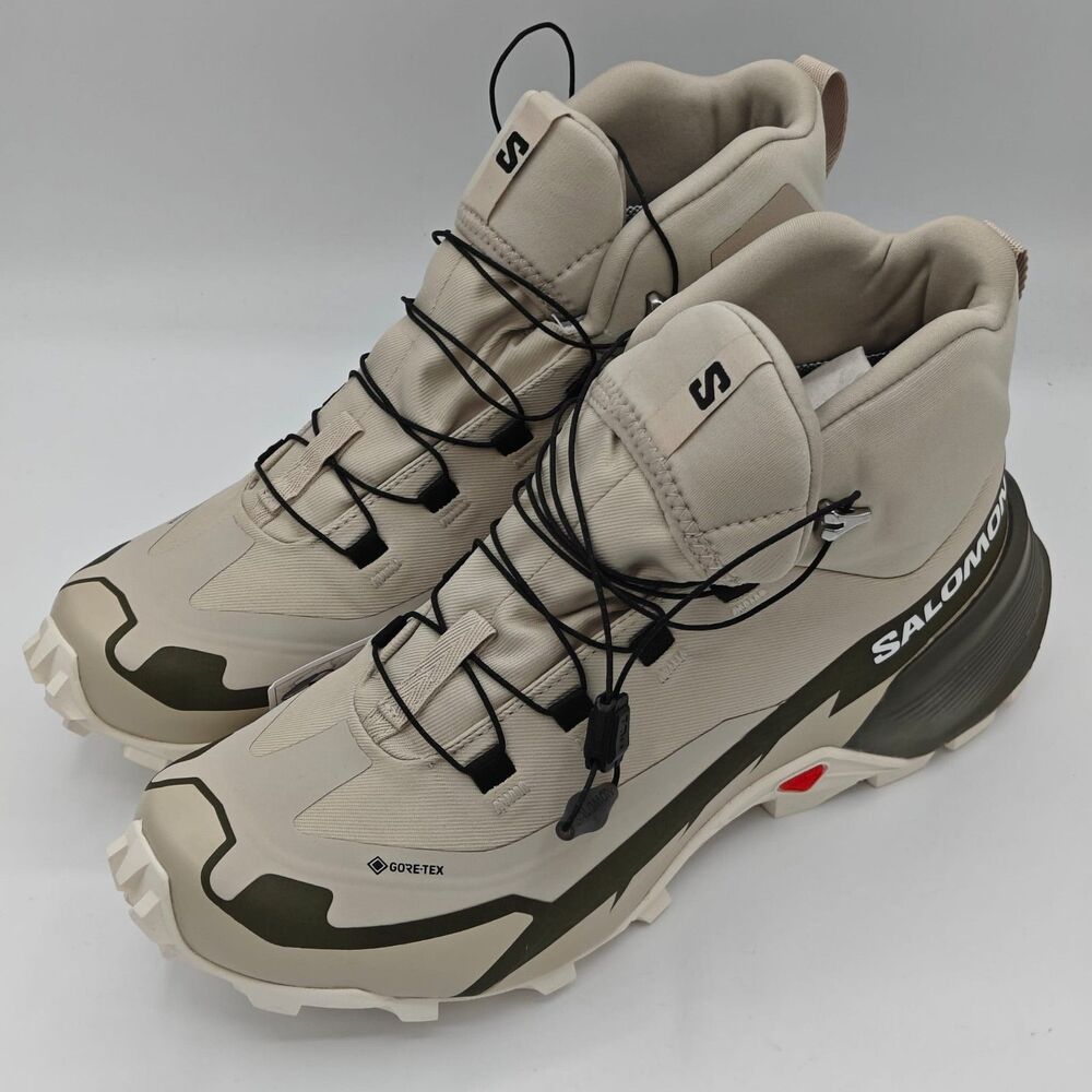 Salomon Cross Hike 2 Mid GTX Hiking Boots Women’s 9 Gore-Tex Feather Grey Olive